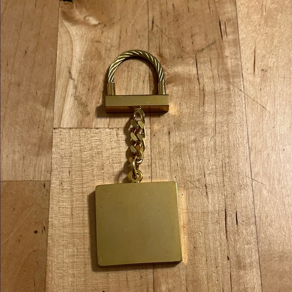 Goldtone Square Keychain with Unique Closure